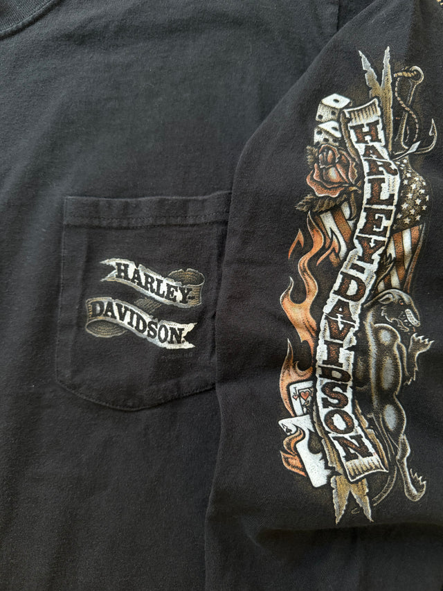 Vintage Y2K Harley Davidson Pocket Flames Long Sleeve