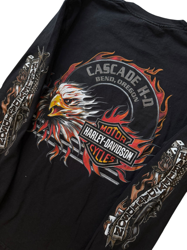 Vintage Y2K Harley Davidson Pocket Flames Long Sleeve