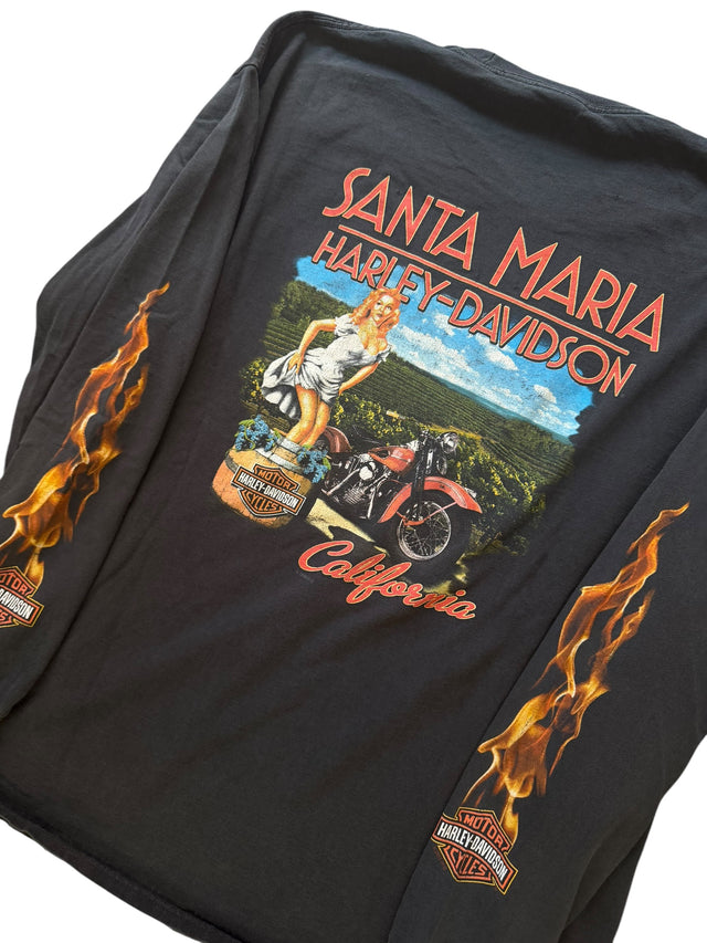 Vintage Harley Davidson Pocket Flame Long Sleeve