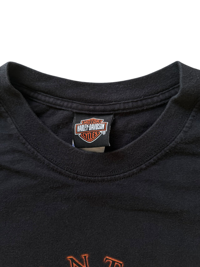 Vintage Harley Davidson Wanted Skull Flames Long Sleeve