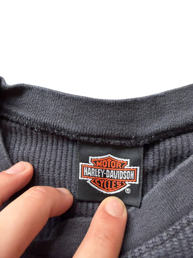 Vintage Distressed Harley Davidson Thermal Eagle Flame Long Sleeve