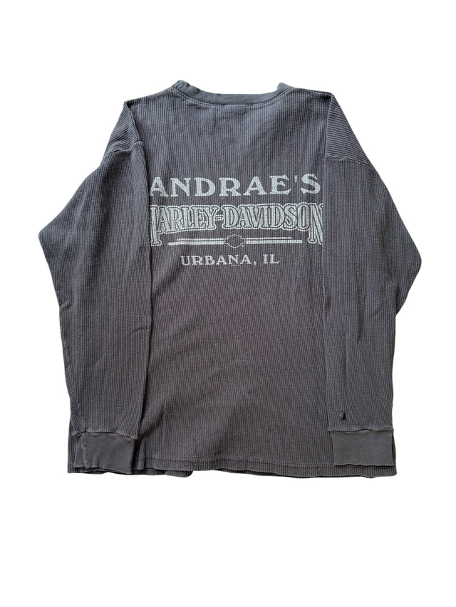 Vintage Distressed Harley Davidson Thermal Eagle Flame Long Sleeve