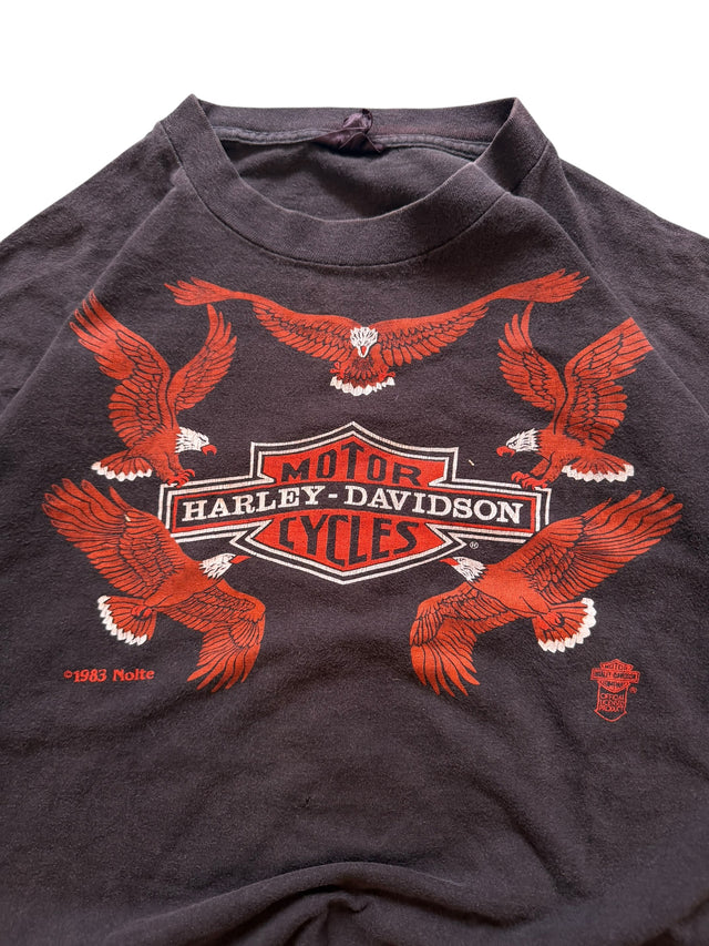 Vintage 1983 Harley-Davidson 5 Red Eagles Bar & Shield Tee San Francisco