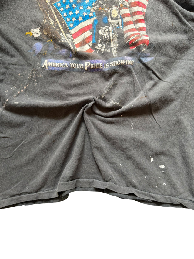 Vintage Harley-Davidson "America Your Pride is Showing" Flag Rider Tee